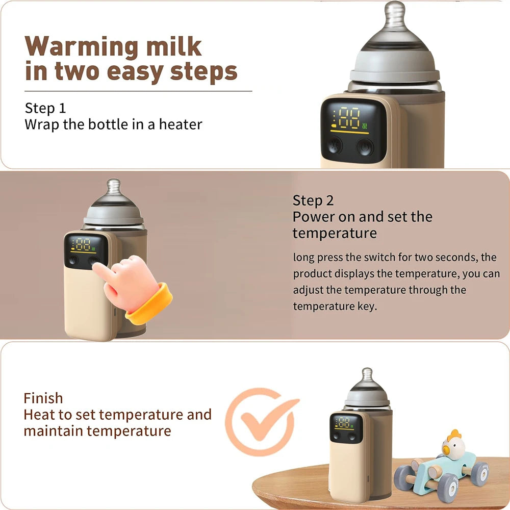 Rechargeable Portable Bottle Warmer with Fast Charging Cordless Milk Warmer with Temperature Control