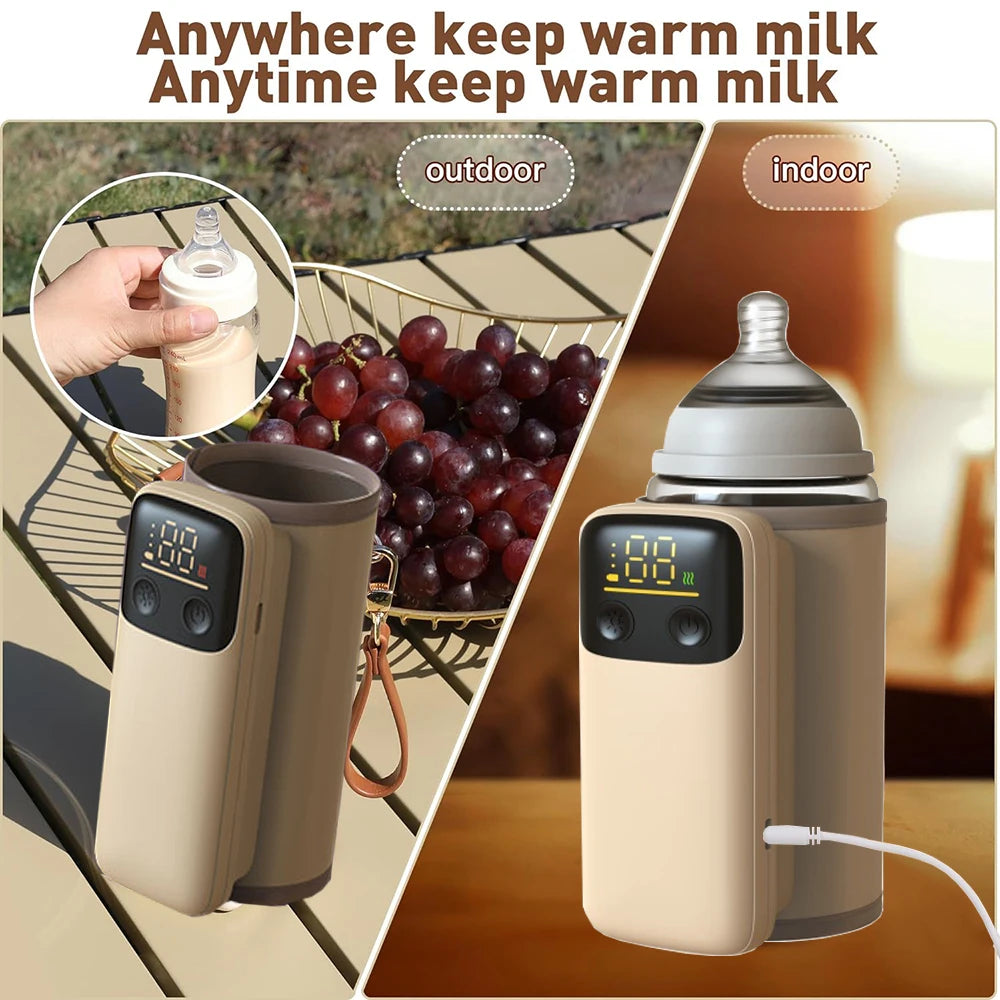 Rechargeable Portable Bottle Warmer with Fast Charging Cordless Milk Warmer with Temperature Control